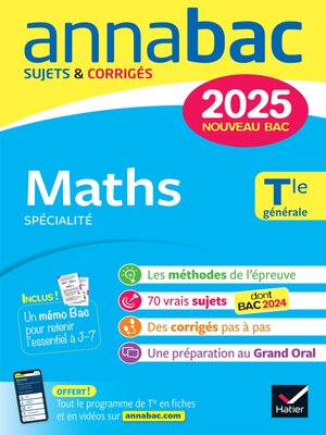 cover image of Annales du bac Annabac 2025 Maths Tle générale (spécialité)